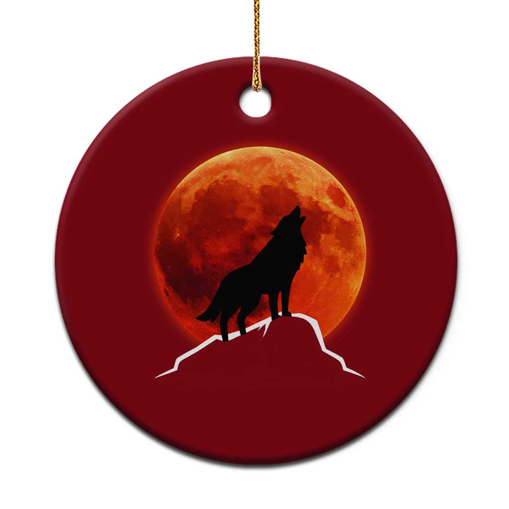 Howling Wolf Crimson Blood Moon Ceramic Ornament Mountain Wildlife Nature Graphic TS02 1pc Red Print Your Wear