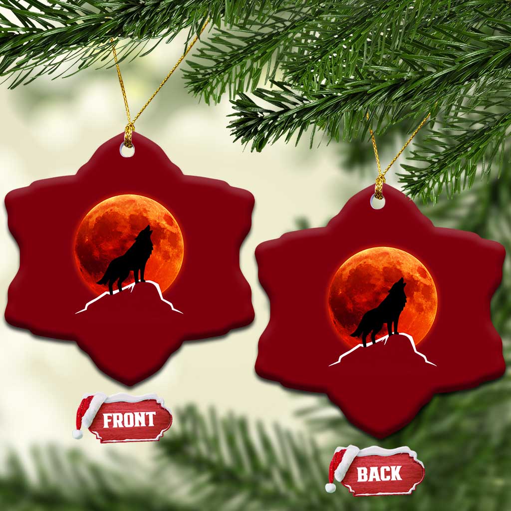 Howling Wolf Crimson Blood Moon Ceramic Ornament Mountain Wildlife Nature Graphic TS02 Print Your Wear