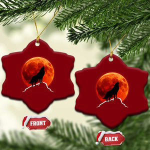 Howling Wolf Crimson Blood Moon Ceramic Ornament Mountain Wildlife Nature Graphic TS02 Print Your Wear