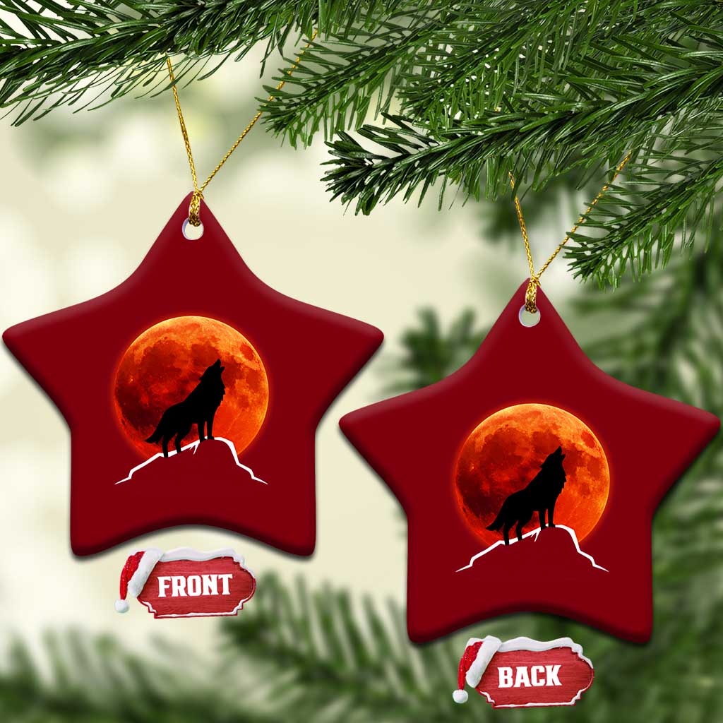 Howling Wolf Crimson Blood Moon Ceramic Ornament Mountain Wildlife Nature Graphic TS02 Print Your Wear