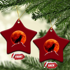 Howling Wolf Crimson Blood Moon Ceramic Ornament Mountain Wildlife Nature Graphic TS02 Print Your Wear