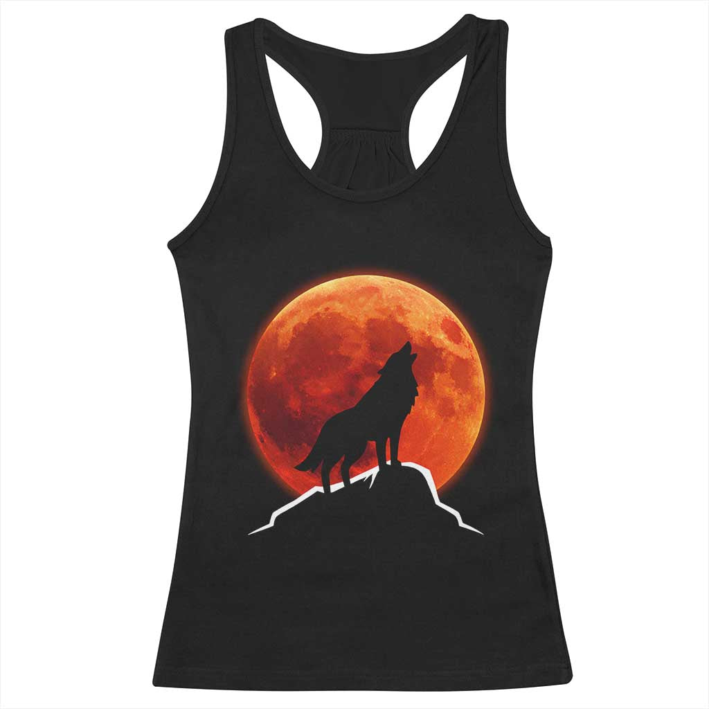 Howling Wolf Crimson Blood Moon Racerback Tank Top Mountain Wildlife Nature Graphic TS02 Black Print Your Wear