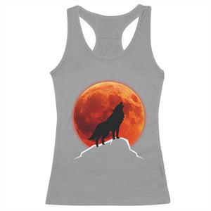 Howling Wolf Crimson Blood Moon Racerback Tank Top Mountain Wildlife Nature Graphic TS02 Sport Gray Print Your Wear