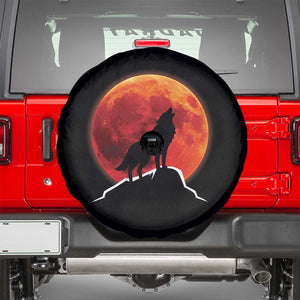 Howling Wolf Crimson Blood Moon Spare Tire Cover Mountain Wildlife Nature Graphic TS02 Black Print Your Wear