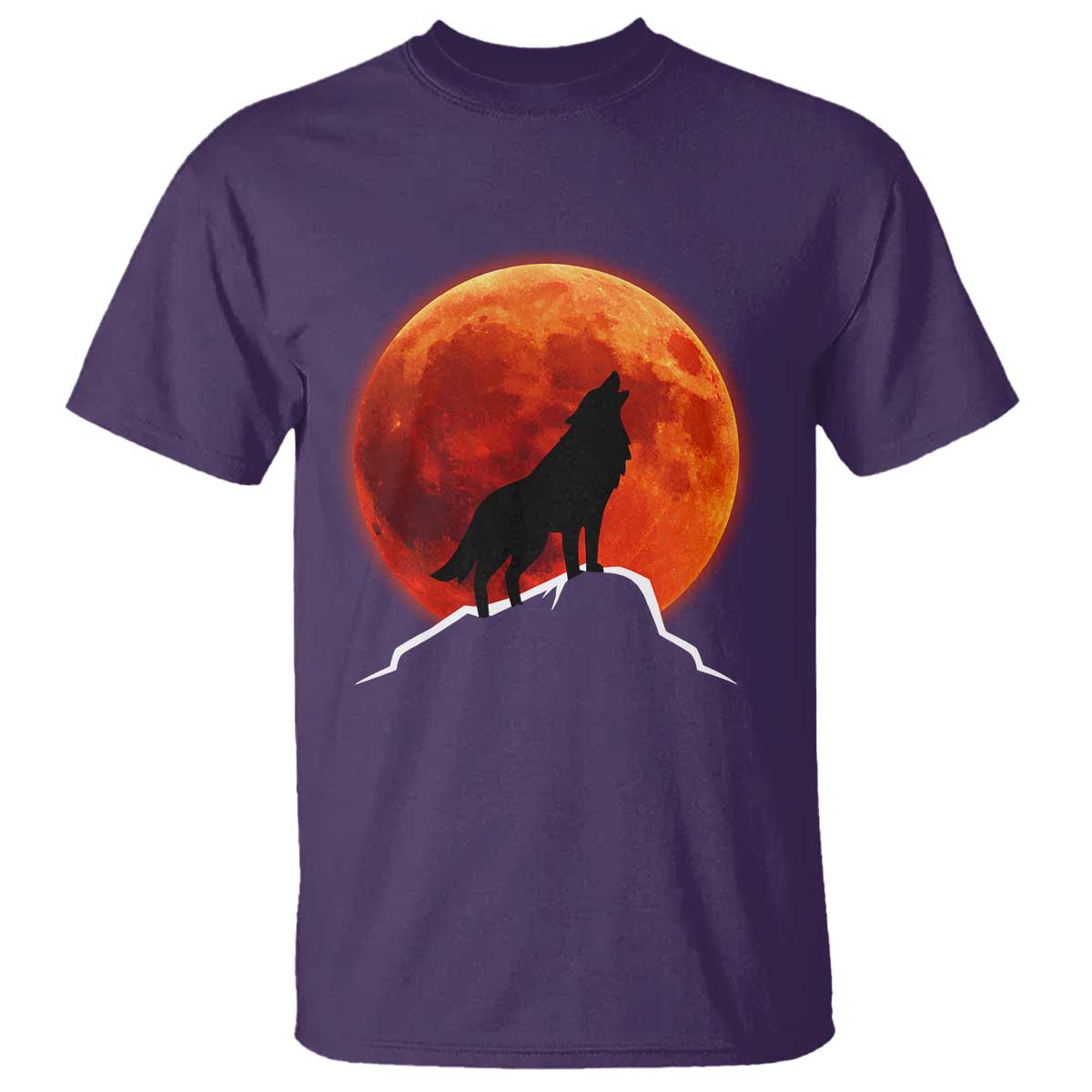 Howling Wolf Crimson Blood Moon T Shirt Mountain Wildlife Nature Graphic TS02 Purple Print Your Wear