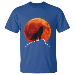 Howling Wolf Crimson Blood Moon T Shirt Mountain Wildlife Nature Graphic TS02 Royal Blue Print Your Wear