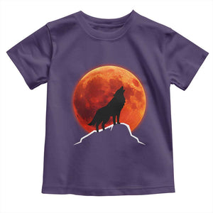 Howling Wolf Crimson Blood Moon Toddler T Shirt Mountain Wildlife Nature Graphic TS02 Purple Print Your Wear