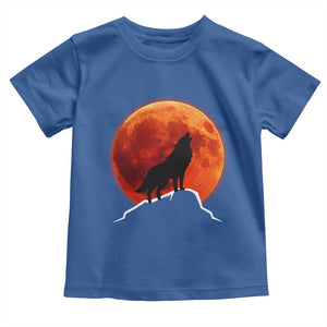 Howling Wolf Crimson Blood Moon Toddler T Shirt Mountain Wildlife Nature Graphic TS02 Royal Blue Print Your Wear