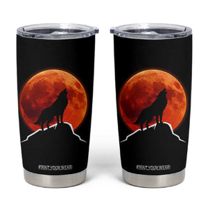 Howling Wolf Crimson Blood Moon Tumbler Cup Mountain Wildlife Nature Graphic TS02 Black Print Your Wear