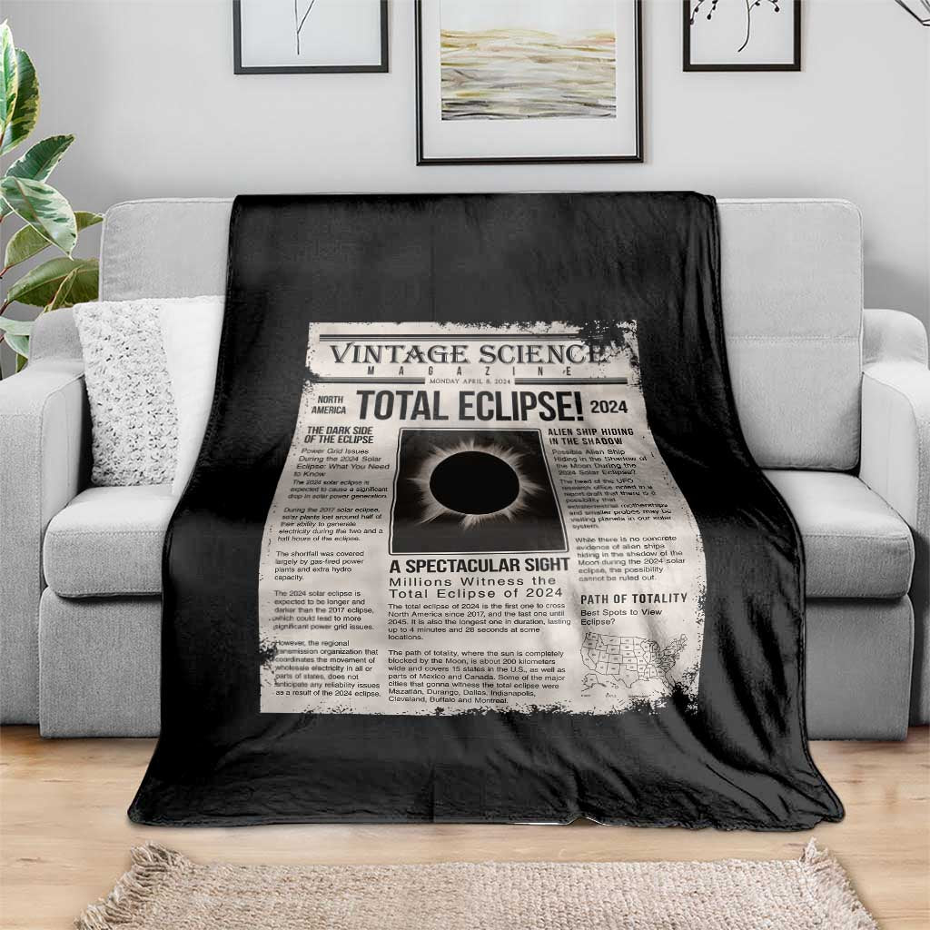 Retro Vintage Science Magazine Total Solar Eclipse 2024 Throw Blanket Historic Totality Astronomy Geek Memorabilia TS02 Print Your Wear