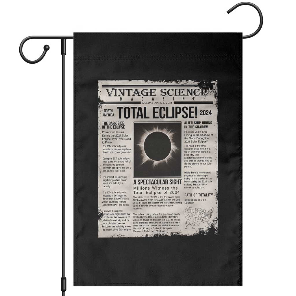 Retro Vintage Science Magazine Total Solar Eclipse 2024 Garden Flag Historic Totality Astronomy Geek Memorabilia TS02 Black Print Your Wear