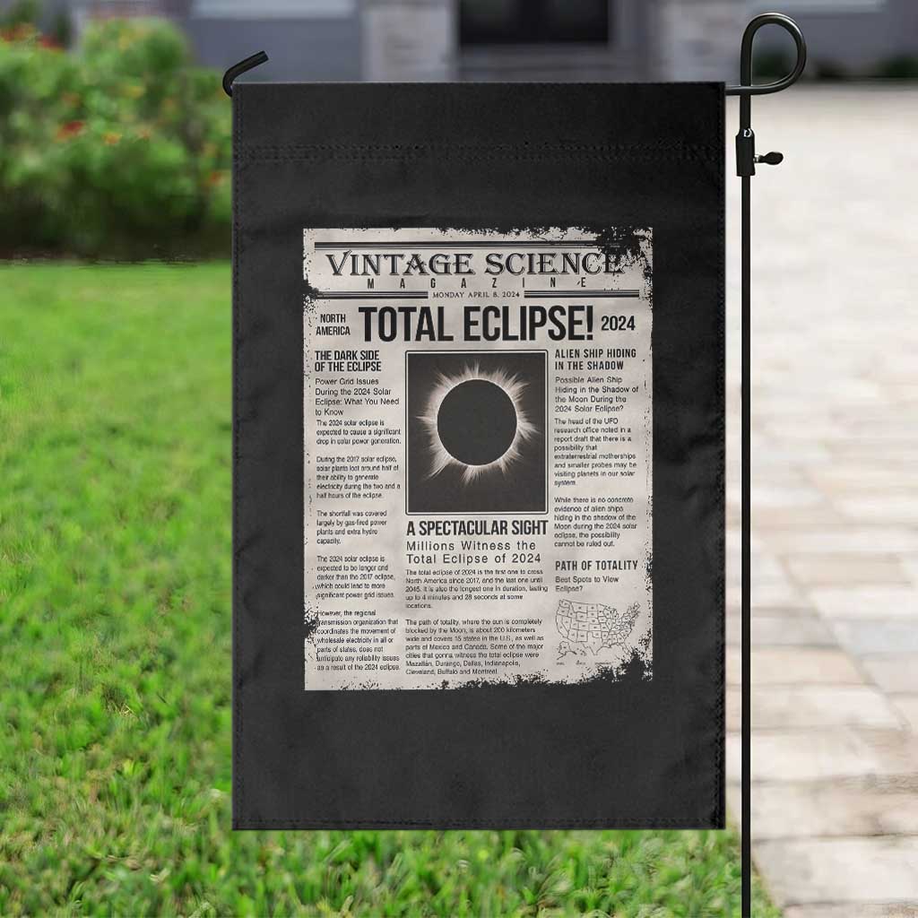 Retro Vintage Science Magazine Total Solar Eclipse 2024 Garden Flag Historic Totality Astronomy Geek Memorabilia TS02 Print Your Wear