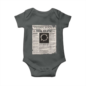 Retro Vintage Science Magazine Total Solar Eclipse 2024 Baby Onesie Historic Totality Astronomy Geek Memorabilia TS02 Dark Heather Print Your Wear