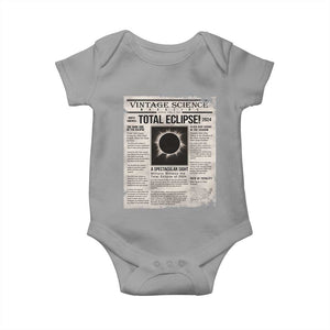 Retro Vintage Science Magazine Total Solar Eclipse 2024 Baby Onesie Historic Totality Astronomy Geek Memorabilia TS02 Sport Gray Print Your Wear