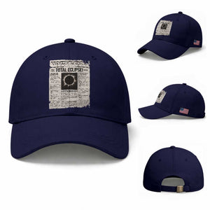 Retro Vintage Science Magazine Total Solar Eclipse 2024 Baseball Cap Historic Totality Astronomy Geek Memorabilia TS02 Baseball Cap Universal Fit Dark Blue Print Your Wear