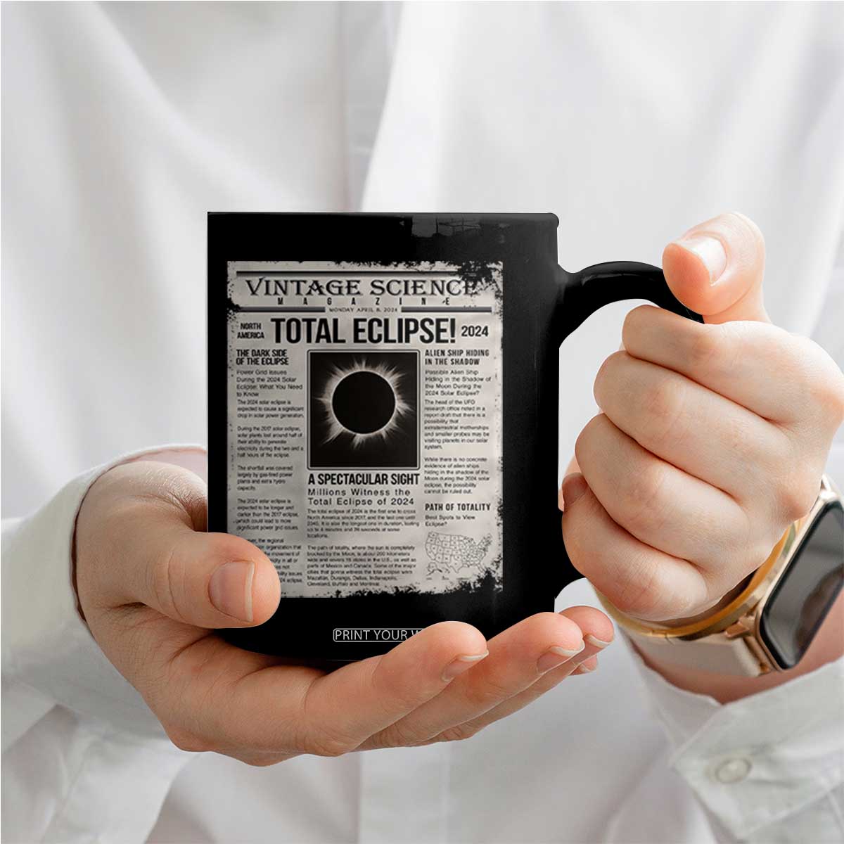 Retro Vintage Science Magazine Total Solar Eclipse 2024 Coffee Mug Historic Totality Astronomy Geek Memorabilia TS02 Print Your Wear