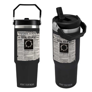 Retro Vintage Science Magazine Total Solar Eclipse 2024 Flip Straw Tumbler Historic Totality Astronomy Geek Memorabilia TS02 One Size: 30 oz Black Print Your Wear