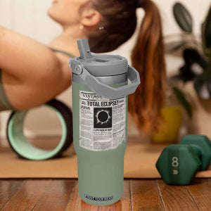 Retro Vintage Science Magazine Total Solar Eclipse 2024 Flip Straw Tumbler Historic Totality Astronomy Geek Memorabilia TS02 One Size: 30 oz Moss Green Print Your Wear