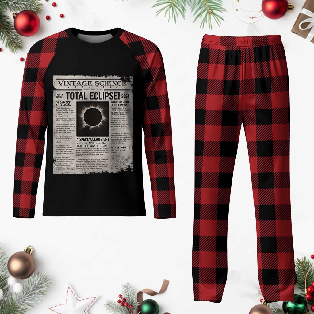 Retro Vintage Science Magazine Total Solar Eclipse 2024 Plaid Pajama Set Historic Totality Astronomy Geek Memorabilia TS02 Buffalo Plaid Print Your Wear