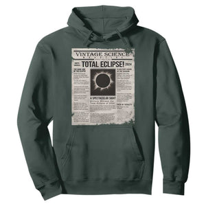 Retro Vintage Science Magazine Total Solar Eclipse 2024 Hoodie Historic Totality Astronomy Geek Memorabilia TS02 Dark Forest Green Print Your Wear
