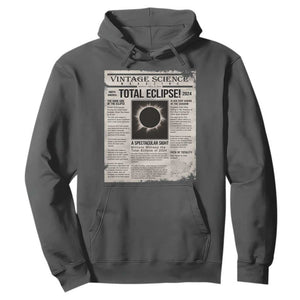 Retro Vintage Science Magazine Total Solar Eclipse 2024 Hoodie Historic Totality Astronomy Geek Memorabilia TS02 Dark Heather Print Your Wear
