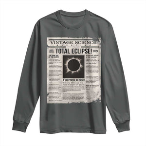 Retro Vintage Science Magazine Total Solar Eclipse 2024 Long Sleeve Shirt Historic Totality Astronomy Geek Memorabilia TS02 Dark Heather Print Your Wear