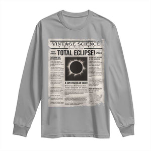 Retro Vintage Science Magazine Total Solar Eclipse 2024 Long Sleeve Shirt Historic Totality Astronomy Geek Memorabilia TS02 Sport Gray Print Your Wear