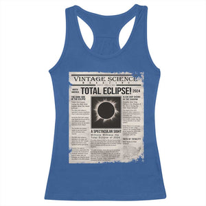 Retro Vintage Science Magazine Total Solar Eclipse 2024 Racerback Tank Top Historic Totality Astronomy Geek Memorabilia TS02 Royal Blue Print Your Wear