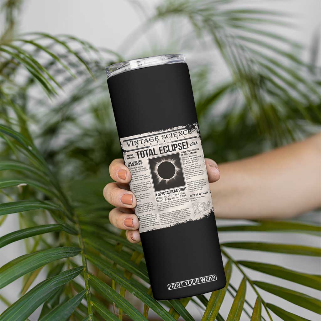 Retro Vintage Science Magazine Total Solar Eclipse 2024 Skinny Tumbler Historic Totality Astronomy Geek Memorabilia TS02 Print Your Wear