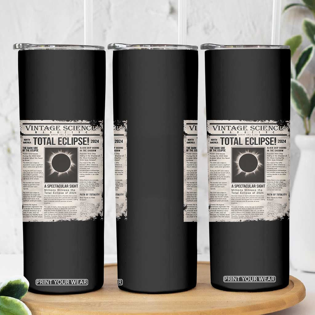 Retro Vintage Science Magazine Total Solar Eclipse 2024 Skinny Tumbler Historic Totality Astronomy Geek Memorabilia TS02 Print Your Wear
