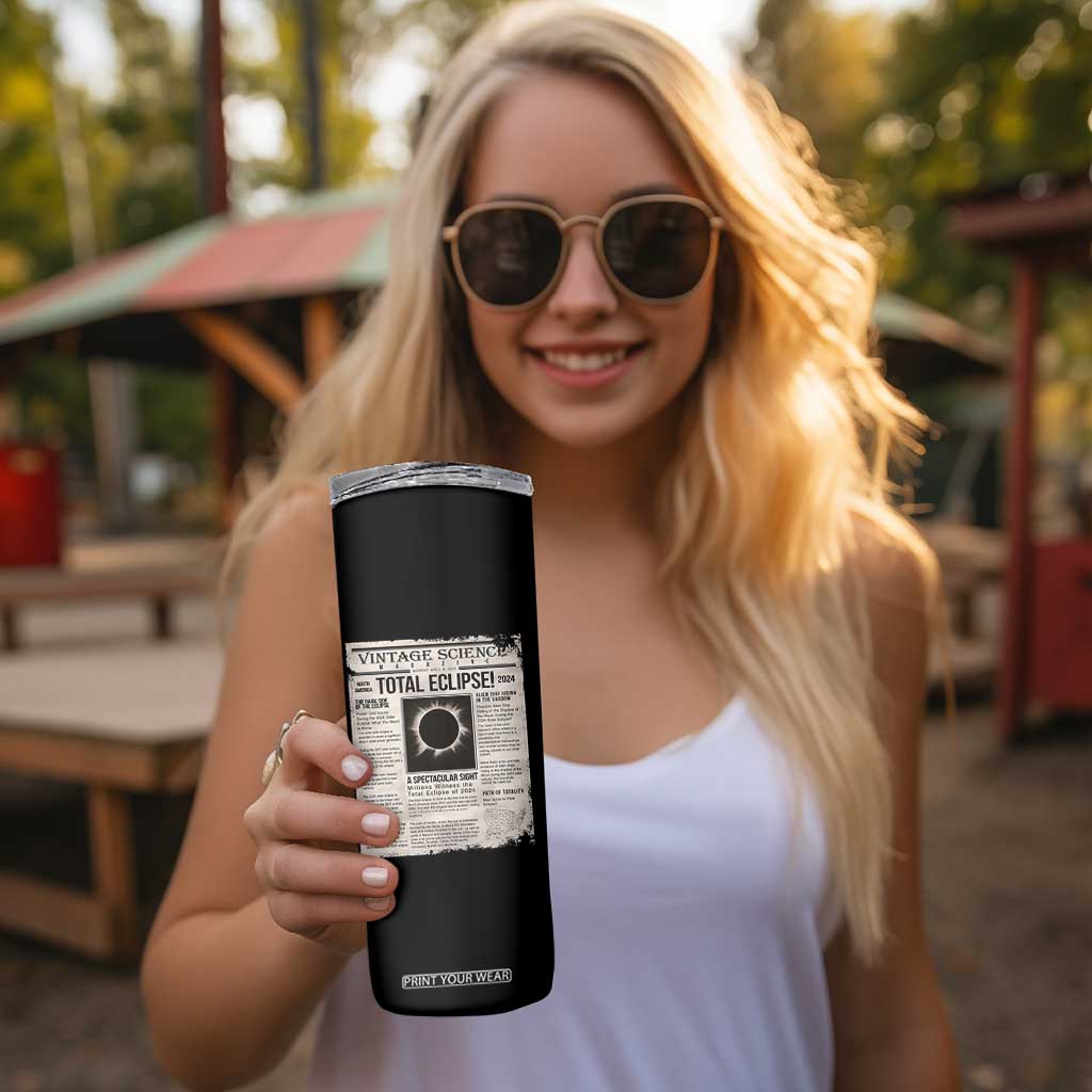 Retro Vintage Science Magazine Total Solar Eclipse 2024 Skinny Tumbler Historic Totality Astronomy Geek Memorabilia TS02 Print Your Wear