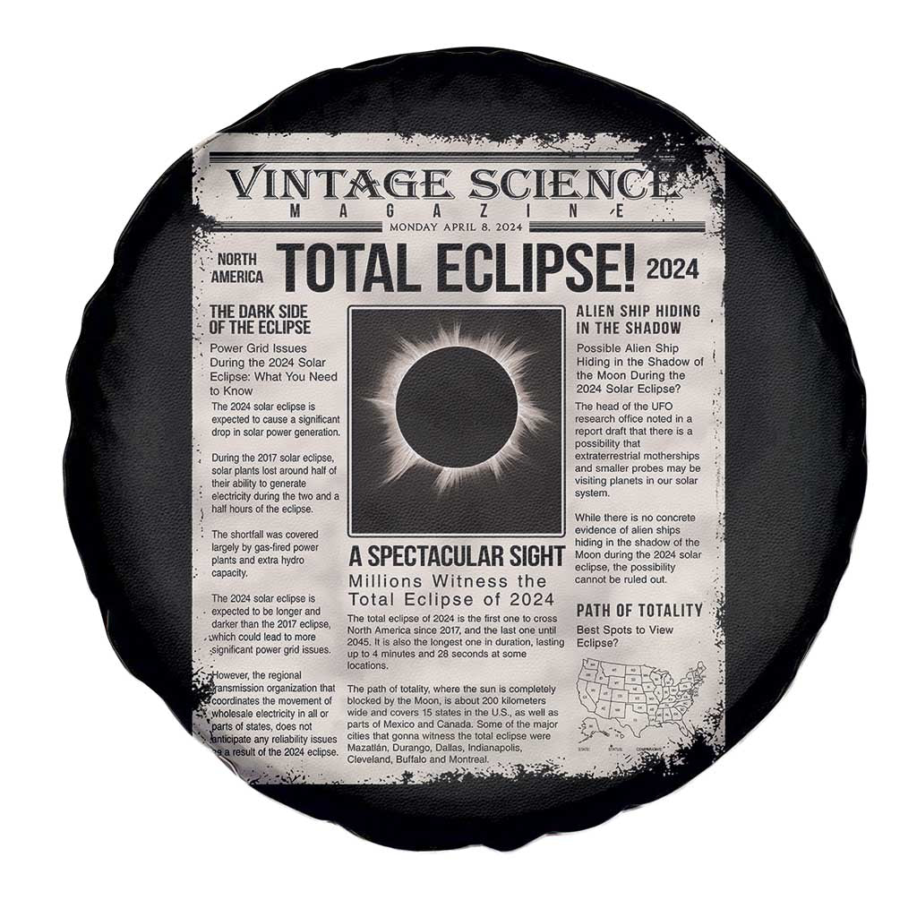 Retro Vintage Science Magazine Total Solar Eclipse 2024 Spare Tire Cover Historic Totality Astronomy Geek Memorabilia TS02 Print Your Wear