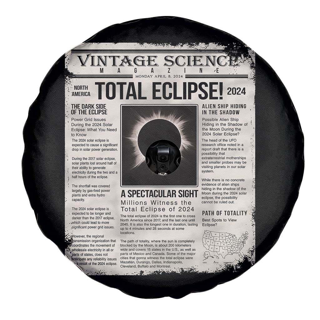 Retro Vintage Science Magazine Total Solar Eclipse 2024 Spare Tire Cover Historic Totality Astronomy Geek Memorabilia TS02 Print Your Wear