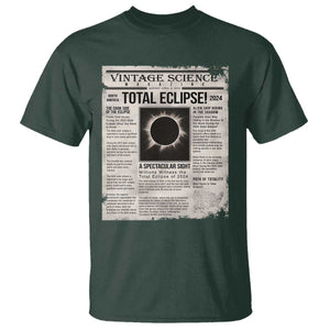 Retro Vintage Science Magazine Total Solar Eclipse 2024 T Shirt Historic Totality Astronomy Geek Memorabilia TS02 Dark Forest Green Print Your Wear