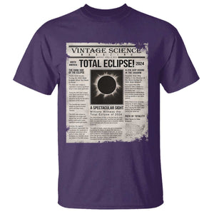 Retro Vintage Science Magazine Total Solar Eclipse 2024 T Shirt Historic Totality Astronomy Geek Memorabilia TS02 Purple Print Your Wear