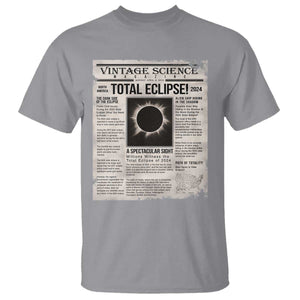Retro Vintage Science Magazine Total Solar Eclipse 2024 T Shirt Historic Totality Astronomy Geek Memorabilia TS02 Sport Gray Print Your Wear