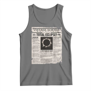 Retro Vintage Science Magazine Total Solar Eclipse 2024 Tank Top Historic Totality Astronomy Geek Memorabilia TS02 Black Heather Print Your Wear