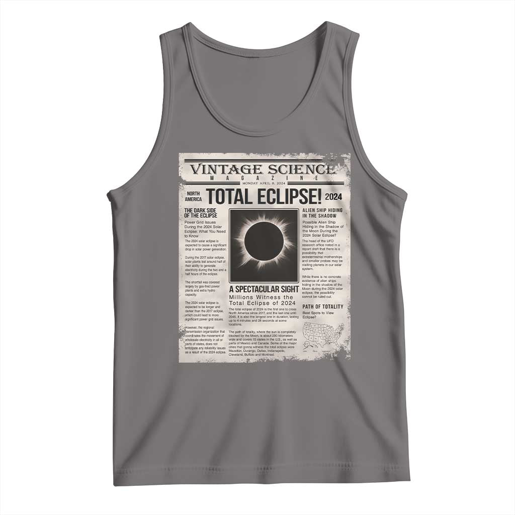 Retro Vintage Science Magazine Total Solar Eclipse 2024 Tank Top Historic Totality Astronomy Geek Memorabilia TS02 Deep Heather Print Your Wear