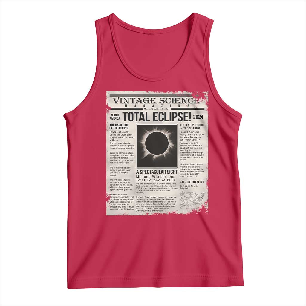 Retro Vintage Science Magazine Total Solar Eclipse 2024 Tank Top Historic Totality Astronomy Geek Memorabilia TS02 Red Print Your Wear