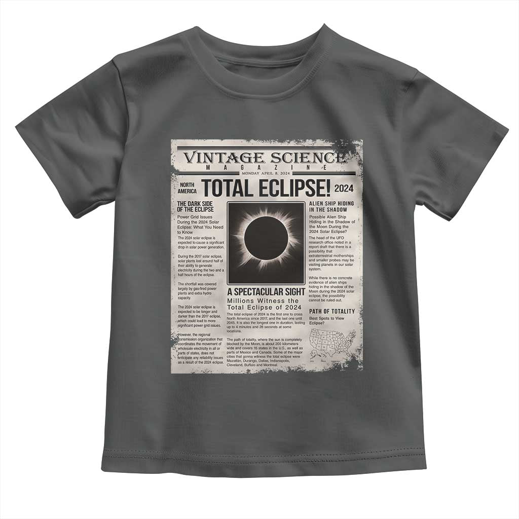 Retro Vintage Science Magazine Total Solar Eclipse 2024 Toddler T Shirt Historic Totality Astronomy Geek Memorabilia TS02 Dark Heather Print Your Wear