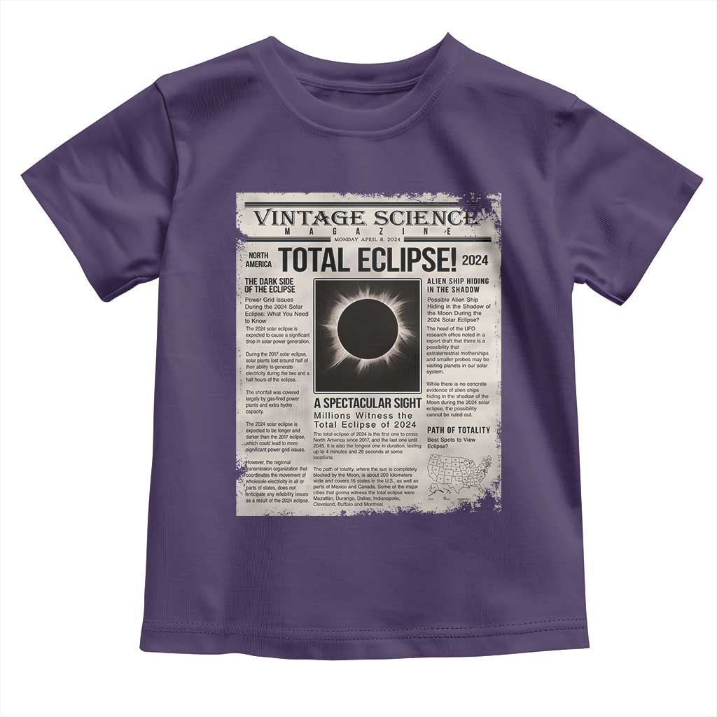 Retro Vintage Science Magazine Total Solar Eclipse 2024 Toddler T Shirt Historic Totality Astronomy Geek Memorabilia TS02 Purple Print Your Wear