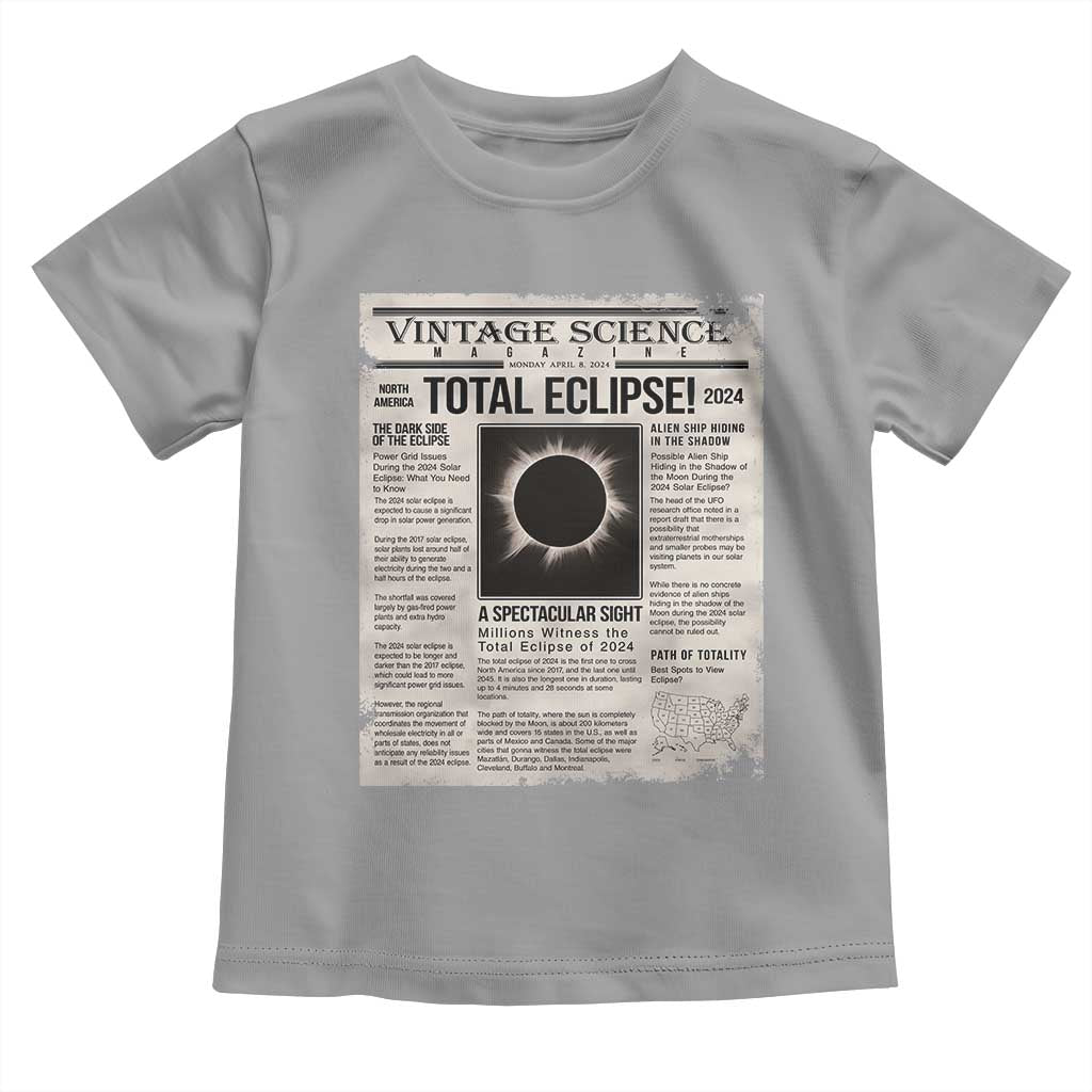 Retro Vintage Science Magazine Total Solar Eclipse 2024 Toddler T Shirt Historic Totality Astronomy Geek Memorabilia TS02 Sport Gray Print Your Wear