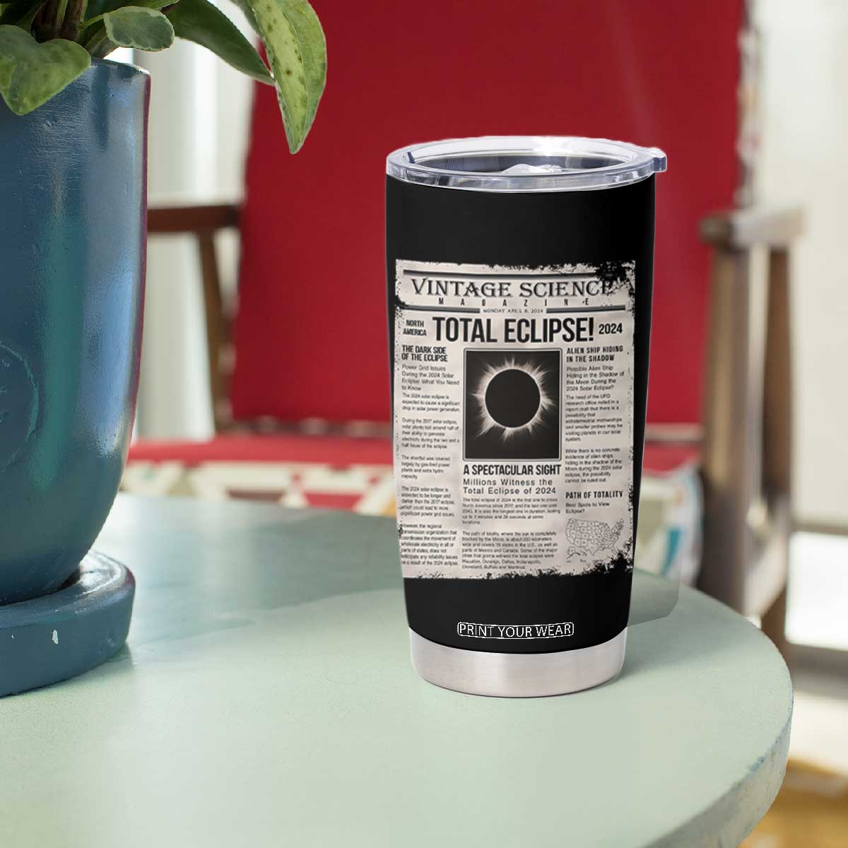 Retro Vintage Science Magazine Total Solar Eclipse 2024 Tumbler Cup Historic Totality Astronomy Geek Memorabilia TS02 Print Your Wear