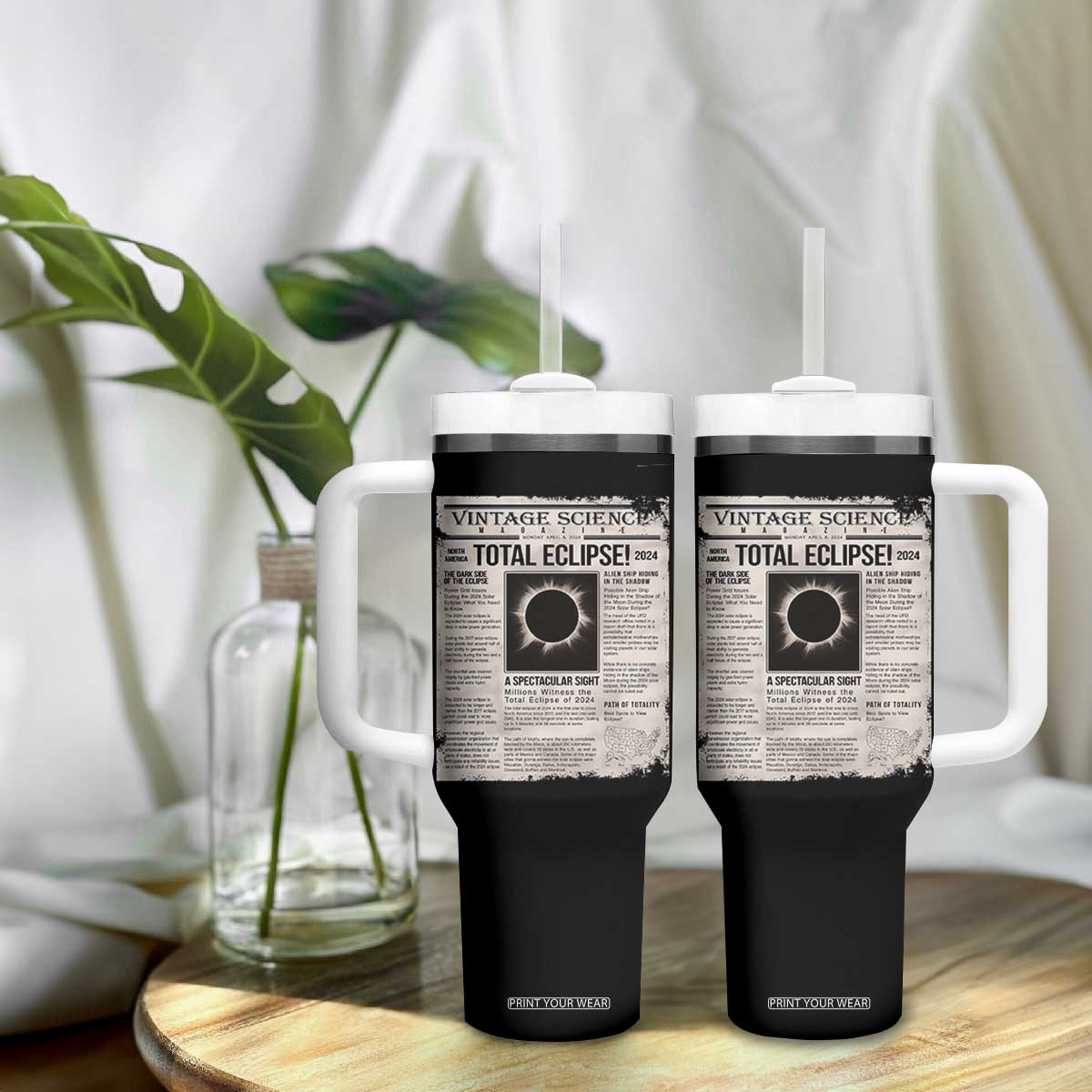 Retro Vintage Science Magazine Total Solar Eclipse 2024 Tumbler With Handle Historic Totality Astronomy Geek Memorabilia TS02 Print Your Wear