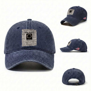 Retro Vintage Science Magazine Total Solar Eclipse 2024 Washed Cotton Baseball Cap Historic Totality Astronomy Geek Memorabilia TS02 Washed Cap Universal Fit Navy Print Your Wear