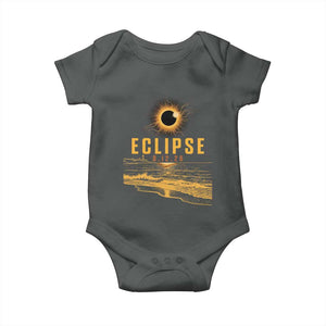 Total Solar Eclipse August 12 2026 Celestial Totality Baby Onesie Ocean Beach View Astronomy Souvenir TS02 Dark Heather Print Your Wear