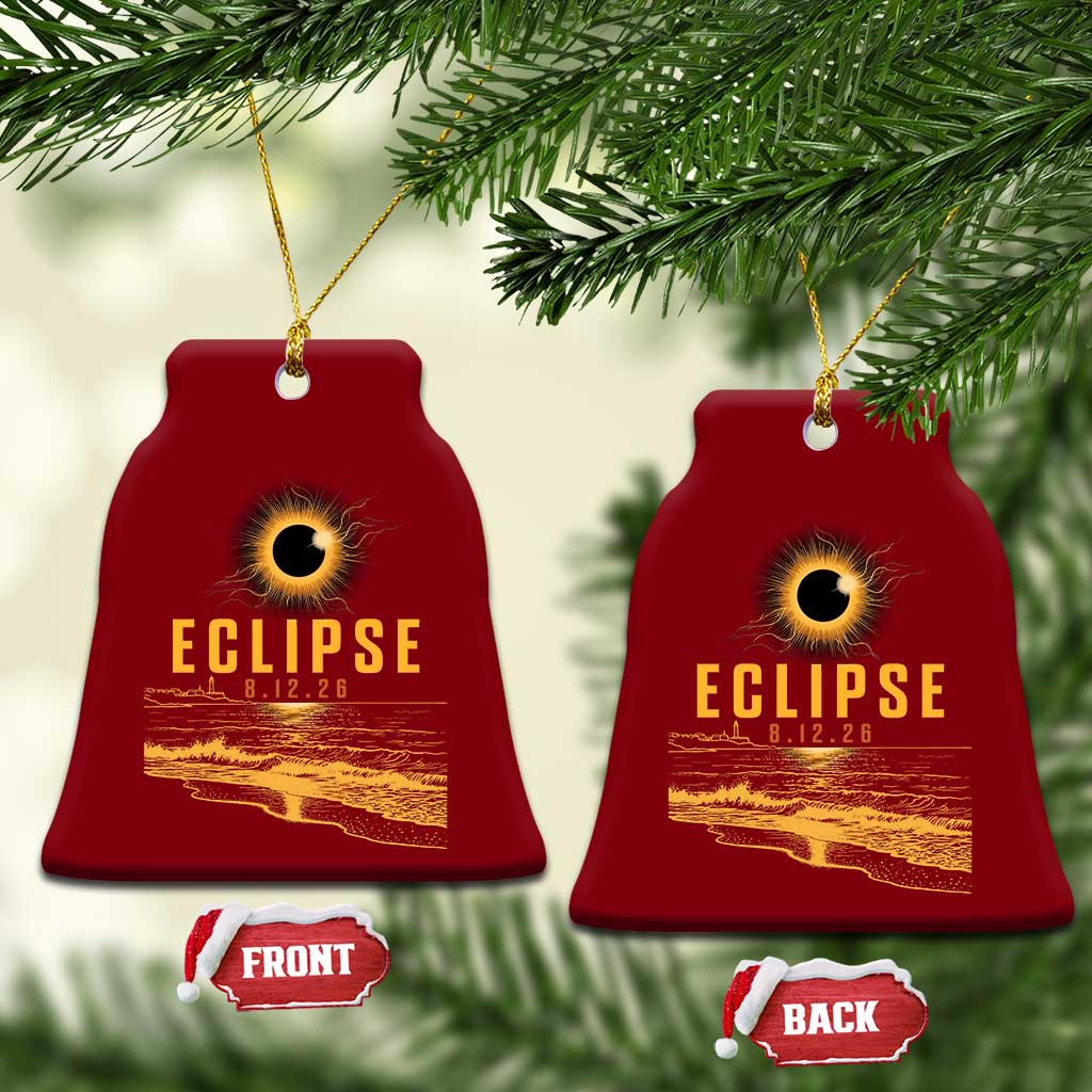 Total Solar Eclipse August 12 2026 Celestial Totality Ceramic Ornament Ocean Beach View Astronomy Souvenir TS02 Print Your Wear
