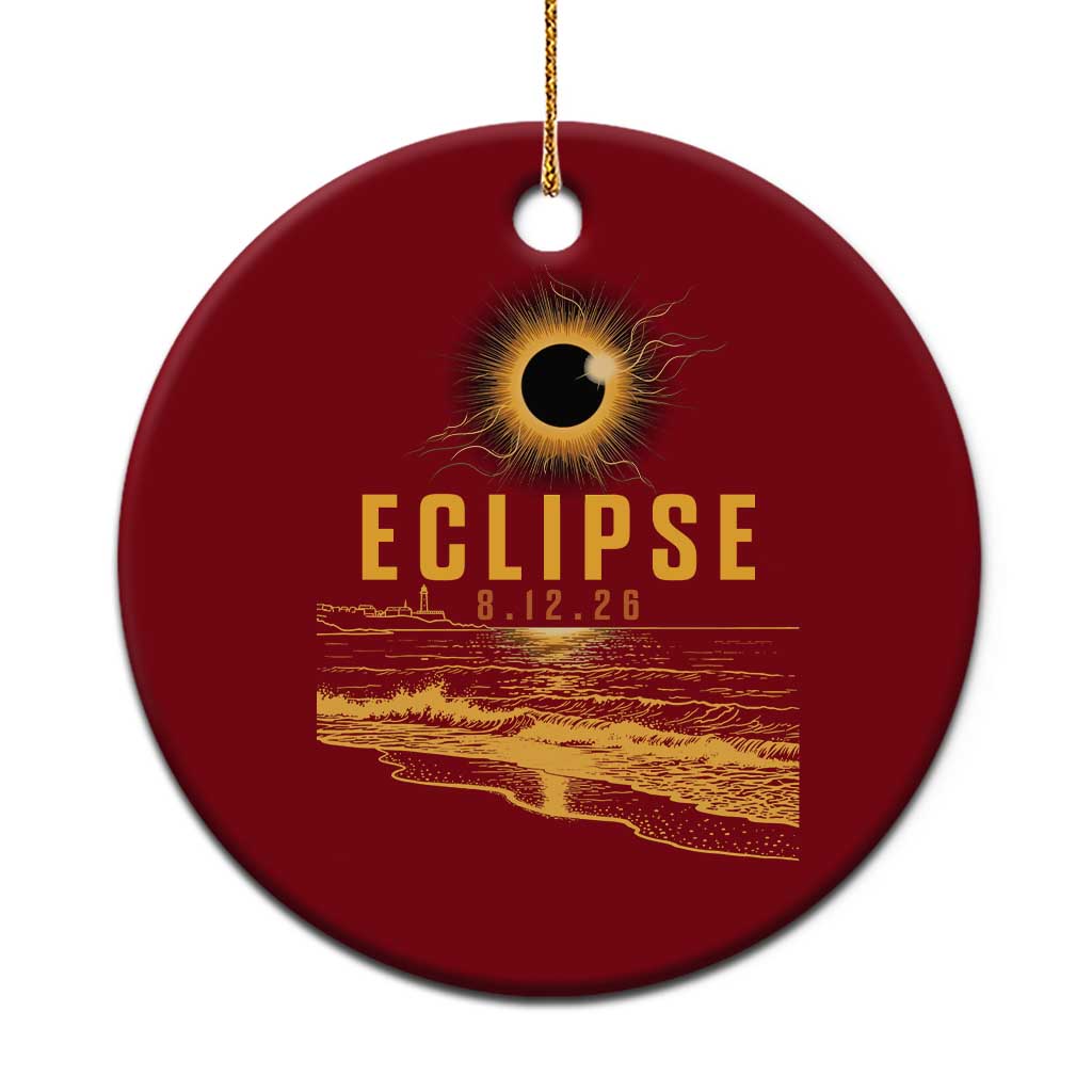 Total Solar Eclipse August 12 2026 Celestial Totality Ceramic Ornament Ocean Beach View Astronomy Souvenir TS02 1pc Red Print Your Wear