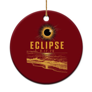 Total Solar Eclipse August 12 2026 Celestial Totality Ceramic Ornament Ocean Beach View Astronomy Souvenir TS02 1pc Red Print Your Wear