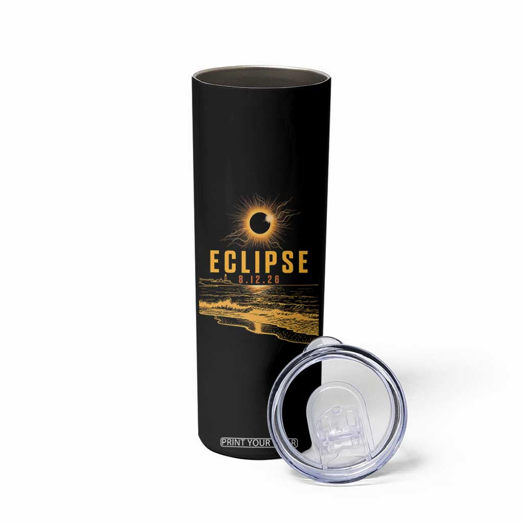 Total Solar Eclipse August 12 2026 Celestial Totality Skinny Tumbler Ocean Beach View Astronomy Souvenir TS02 Print Your Wear
